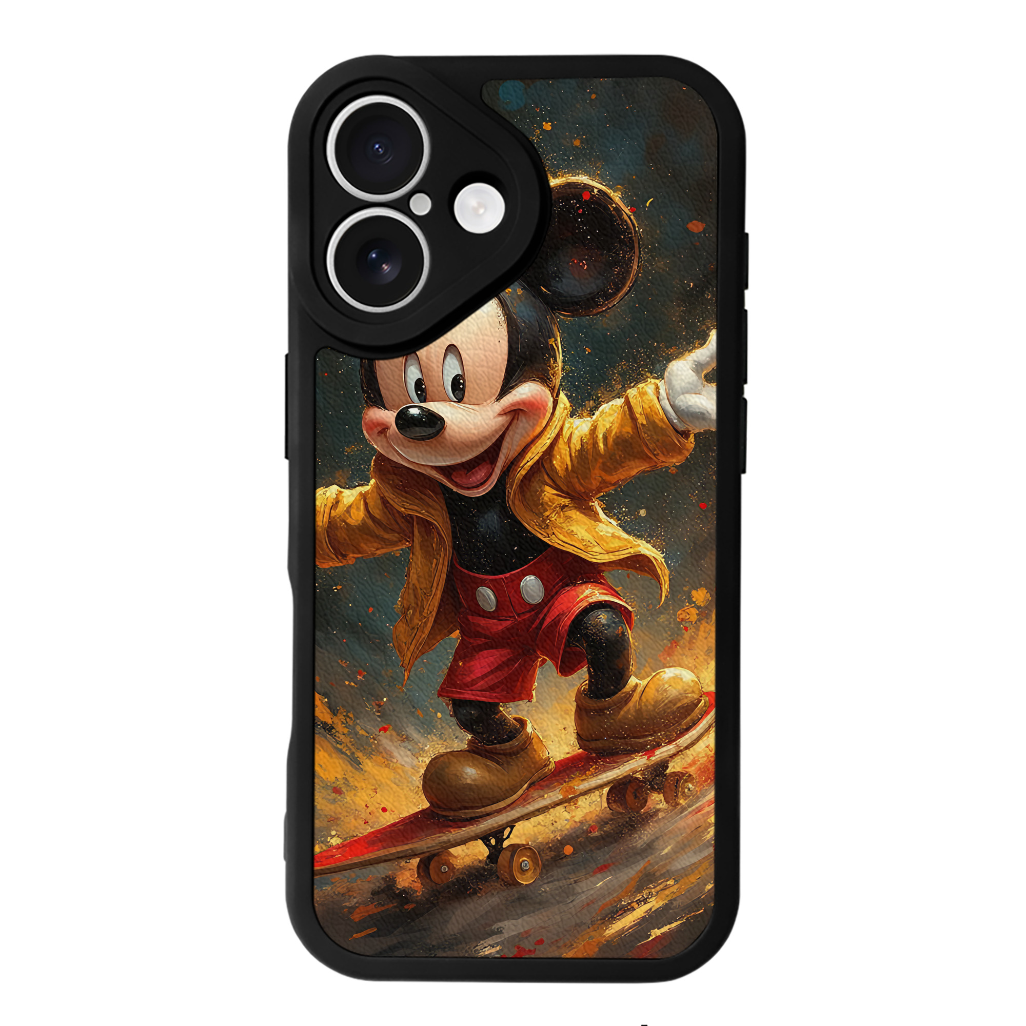 （画像用） ミッキーマウス Mickey Mouse 【iPhone 16シリーズ対応】シリコンスマホケース（レザー調） 材質：シリコン